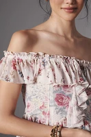 By Anthropologie Off-The-Shoulder Mesh Top