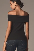 Pilcro Off-The-Shoulder Twist Rib Top