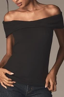 Pilcro Off-The-Shoulder Twist Rib Top