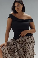 Pilcro Off-The-Shoulder Twist Rib Top
