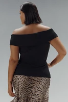 Pilcro Off-The-Shoulder Twist Rib Top
