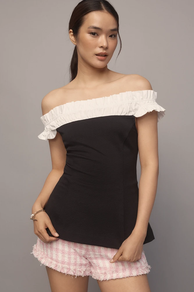 Maeve Off-The-Shoulder Hourglass Tuxedo Top
