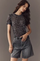 The Bennie Slim Cotton-Slub Tee by Pilcro: Burnout Edition