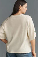 Maeve Short-Sleeve Fruit-Embroidered Top