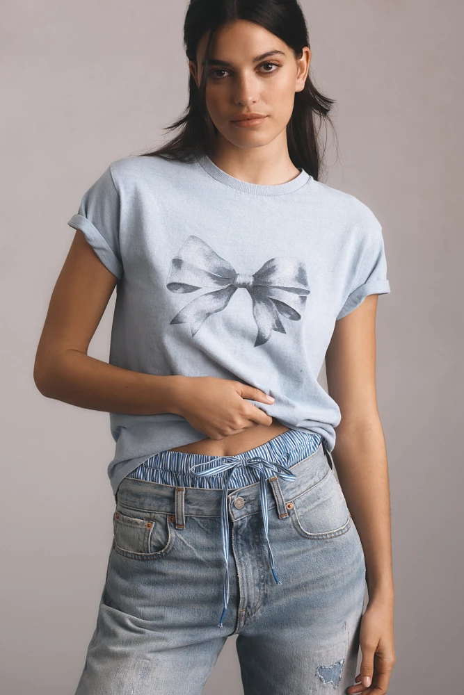 By Anthropologie Bow Graphic Baby Tee