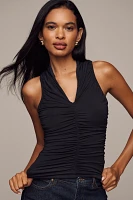 Maeve Ruched V-Neck Sleeveless Tank Top