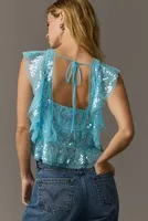 By Anthropologie Sequin Ruffled Tank