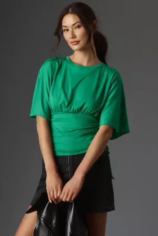 Maeve Short-Sleeve Side-Tie Top