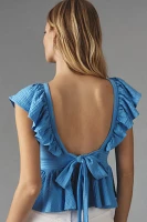 Maeve Ruffled Peplum Open-Back Top