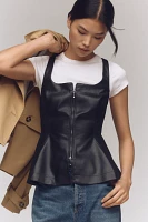 By Anthropologie Faux-Leather Seamed Corset Top