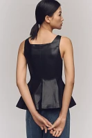 By Anthropologie Faux-Leather Seamed Corset Top