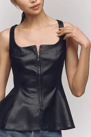 By Anthropologie Faux-Leather Seamed Corset Top