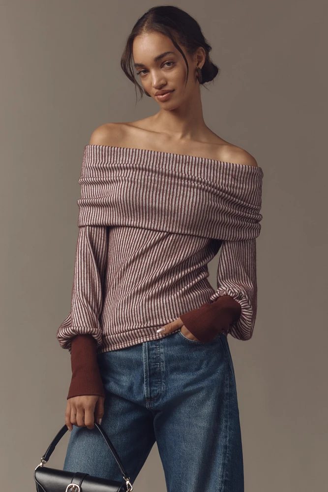 By Anthropologie Off-The-Shoulder Cozy Top