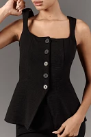 Maeve Fitted Button-Front Square-Neck Vest