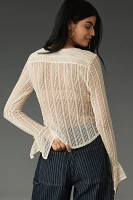 By Anthropologie V-Neck Sheer Lace Top