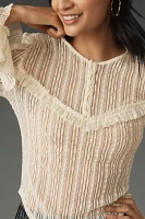 By Anthropologie V-Neck Sheer Lace Top