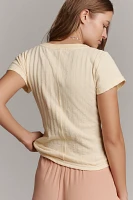 The Andie Scoop-Neck Ribbed Henley Top by Pilcro: Short-Sleeve Snap Edition