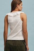Pilcro V-Neck Ruffle-Front Tank Top