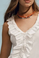 Pilcro V-Neck Ruffle-Front Tank Top