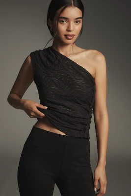 By Anthropologie Textured One-Shoulder Top