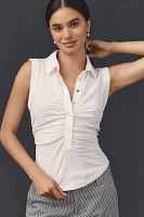 Pilcro Textured Ruched Polo Tank