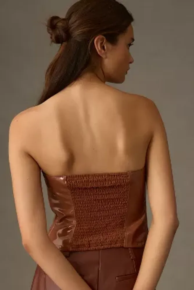 By Anthropologie Faux Leather Tube Top