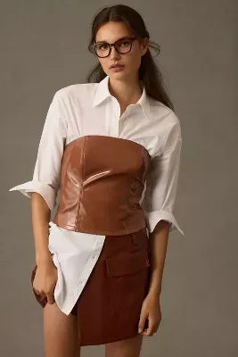 By Anthropologie Faux Leather Tube Top