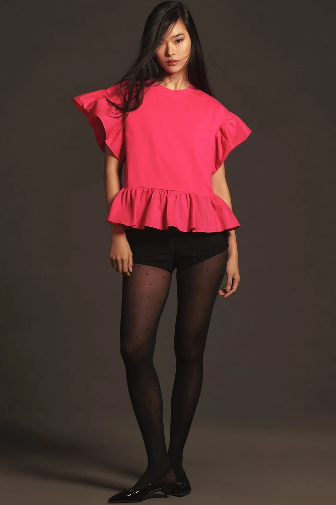 English Factory Ruffled Peplum Top