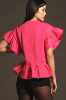 English Factory Ruffled Peplum Top