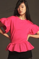 English Factory Ruffled Peplum Top