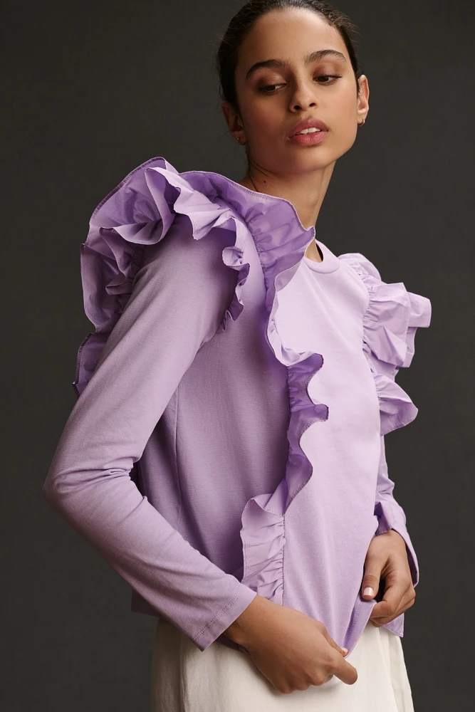 English Factory Long-Sleeve Ruffle Top