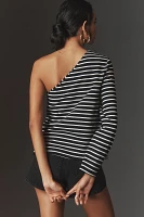 Grey Lab One-Shoulder Striped Top