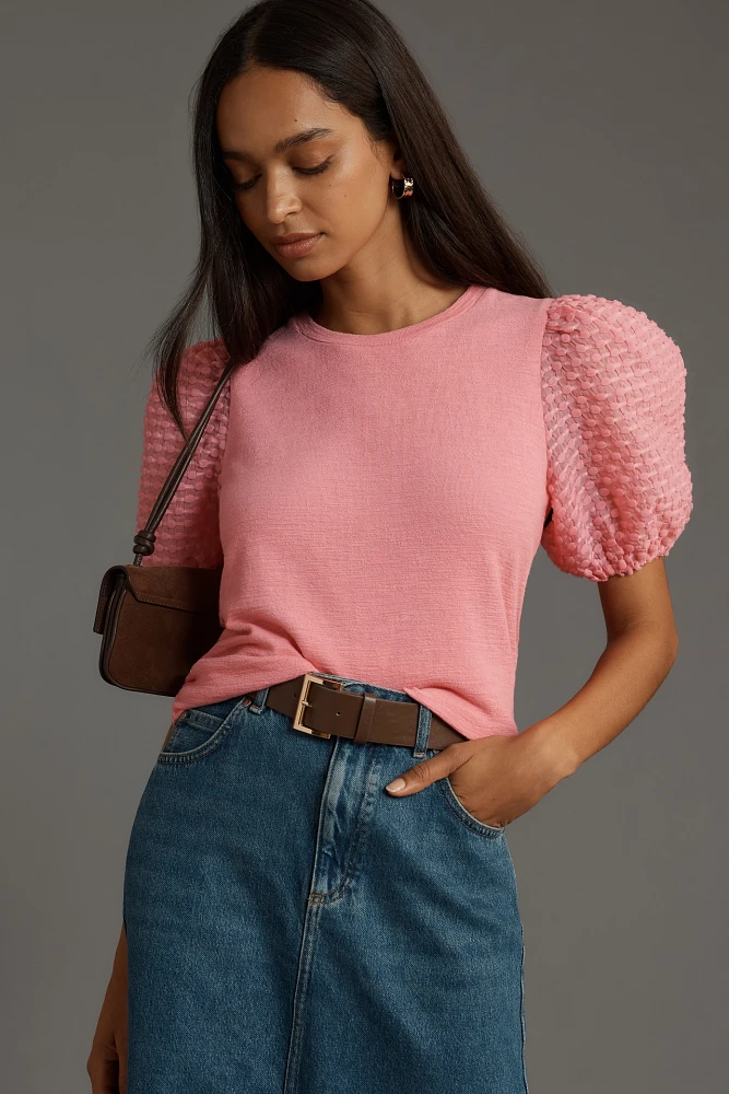 English Factory Textured Puff-Sleeve Top