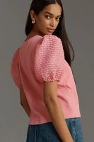 English Factory Textured Puff-Sleeve Top