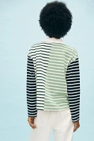 English Factory Long-Sleeve Striped Polo Top