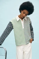 English Factory Long-Sleeve Striped Polo Top