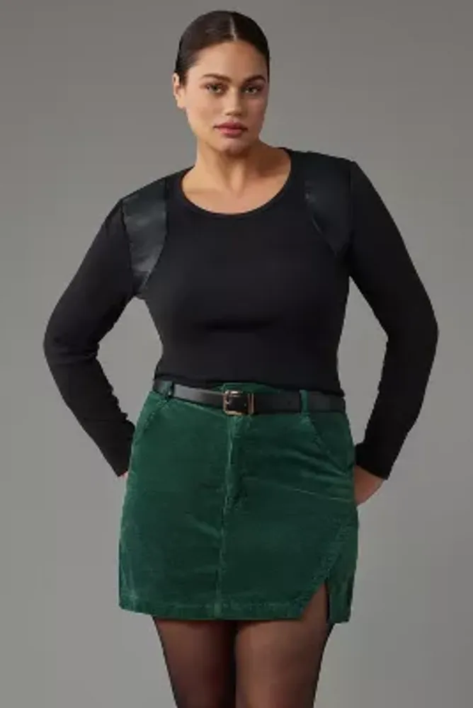 Maeve Faux Leather-Inset Pullover