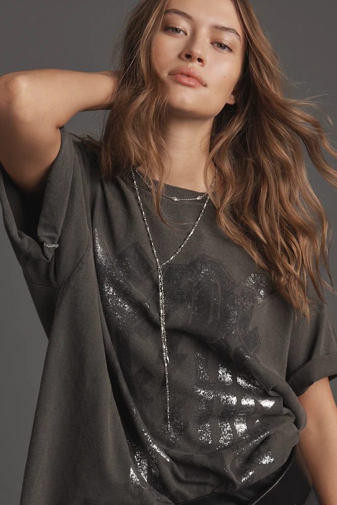 By Anthropologie AC/DC Metallic Graphic Tee