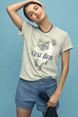 By Anthropologie French Cat Graphic Tee