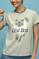 By Anthropologie French Cat Graphic Tee