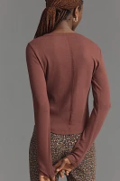 The Andie Ribbed Henley Top by Pilcro