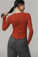 The Andie Ribbed Henley Top by Pilcro