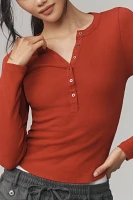 The Andie Ribbed Henley Top by Pilcro