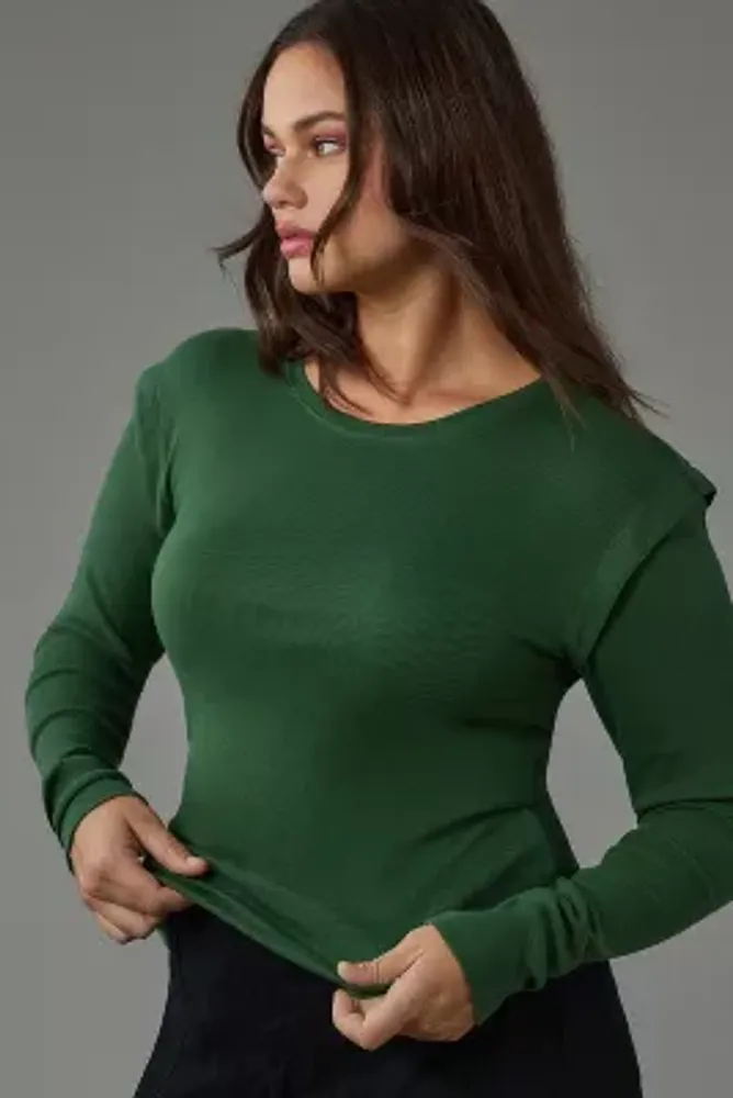 Maeve Long-Sleeve Ribbed Layered Top