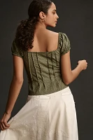 By Anthropologie Puffed Cap-Sleeve Corset Top