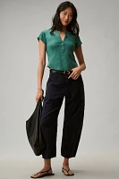The Andie Ribbed Henley Top by Pilcro: Short-Sleeve Edition