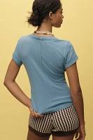 The Andie Ribbed Henley Top by Pilcro: Short-Sleeve Edition