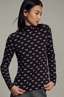 Maeve Printed Long-Sleeve Turtleneck Top