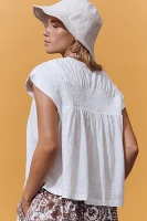 By Anthropologie Smocked Yoke Top
