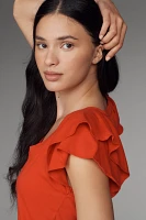 Maeve Scoop-Neck Flounce-Sleeve Tee
